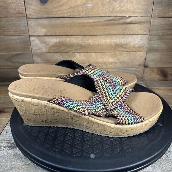 Skechers Womens Size 8.5 Cali Beverlee Slide Delighted Wedge Rainbow Sandals - Picture 1 of 8